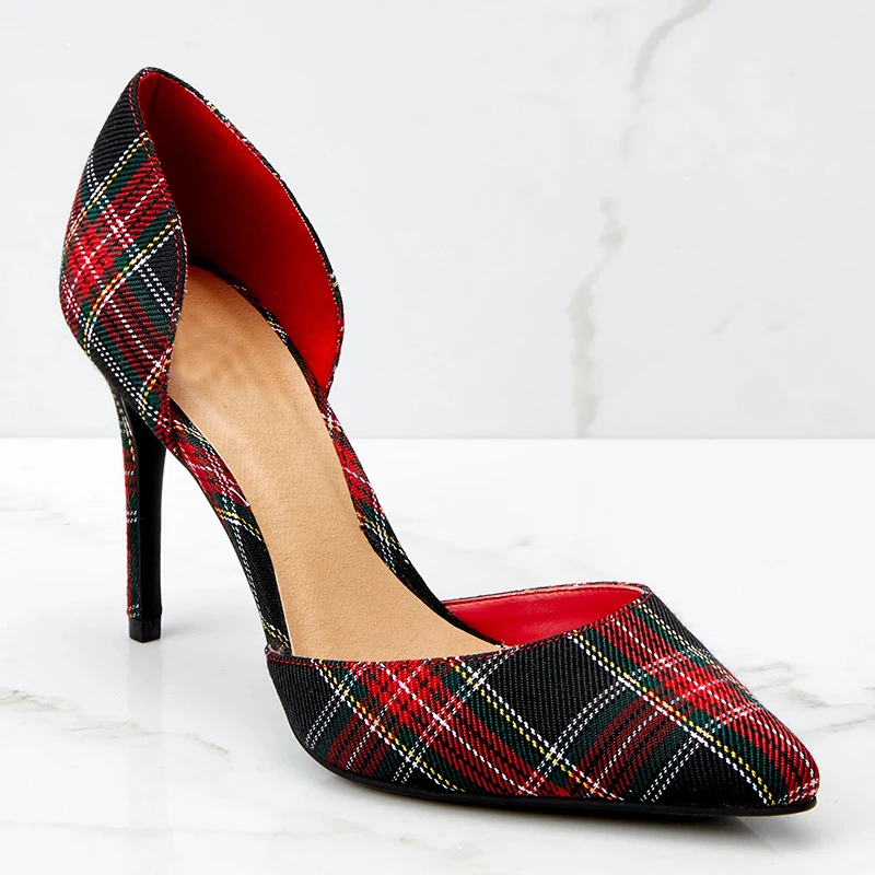

Women Shoes 2021New Fashion Casual British Pattern High Heels Thin Heels Shallow Pointed Toes Sexy Party Office Pumps