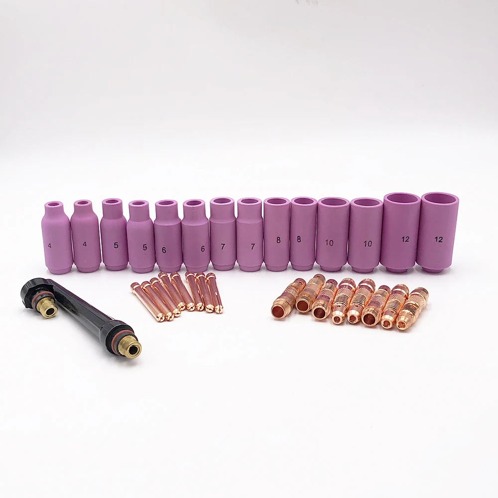 

32pcs Tig Welding Torch Accessories WP 17 18 26 Master Kit Consumables Ceramic Nozzle Collet Body Collet And Backcap