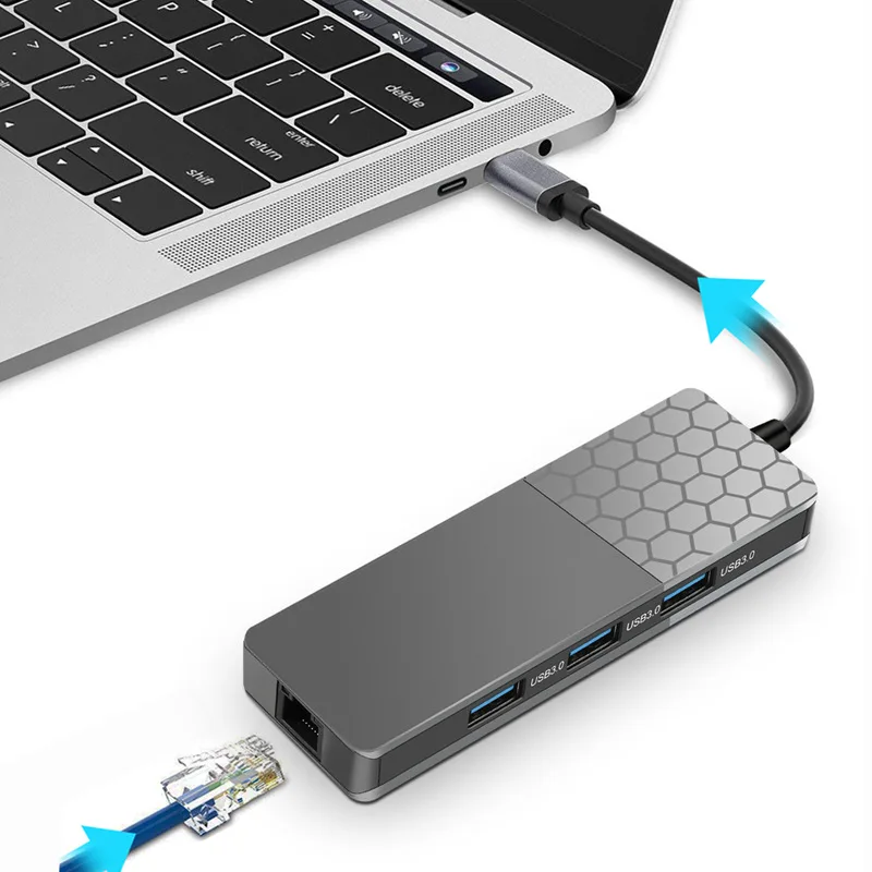 Кабель USB C концентратор к USB3.0 мульти SD TF карта Lan Ethernet зеркальный передачи данных