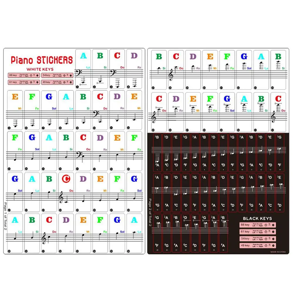 

2шт Прозрачная, в форме рояля наклейка на клавиатуру 88/61/54/49 клавиша электронная клавиатура клавиша фортепиано Stave Note наклейка для музыкальн...
