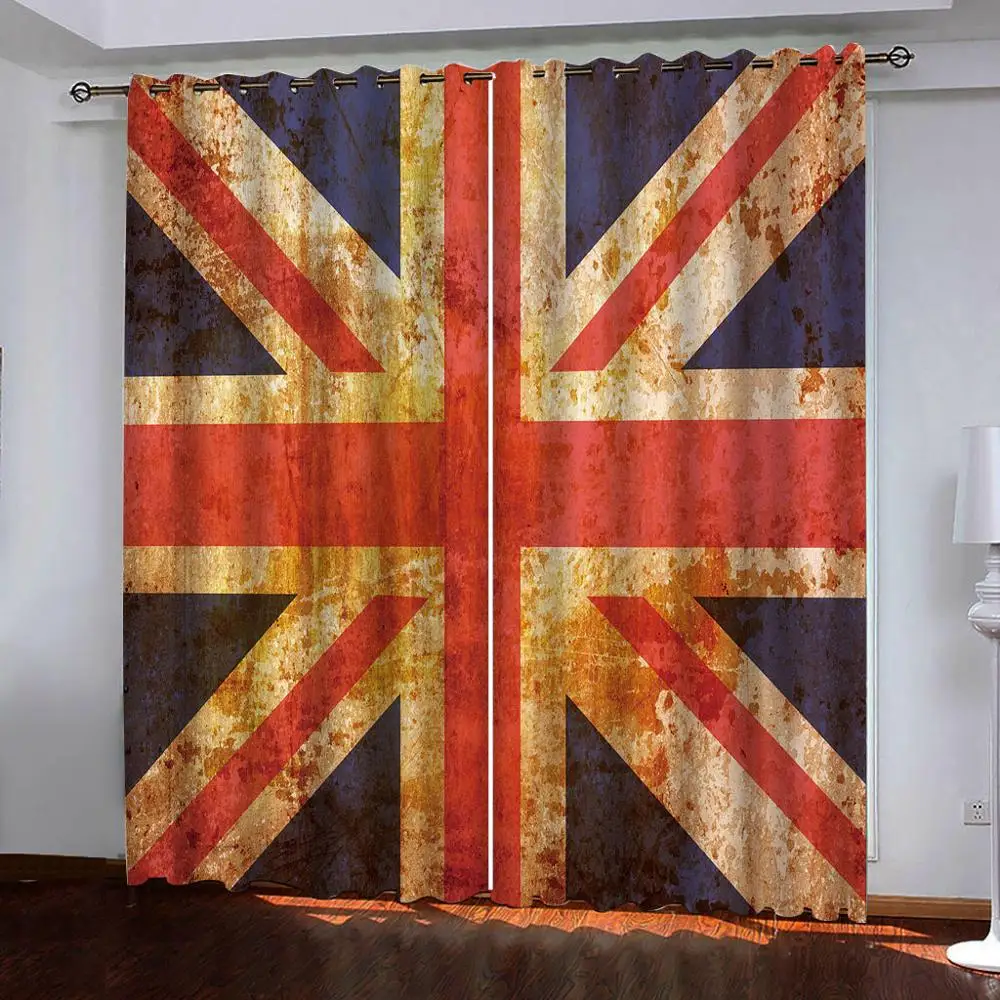 Занавески с 2 панелями тканевые шторы блокировкой и 3D принтом флага