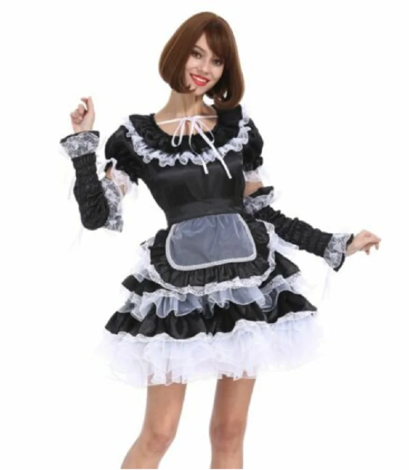 Шикарное черное закрывающееся пушистое платье для косплея девушки |