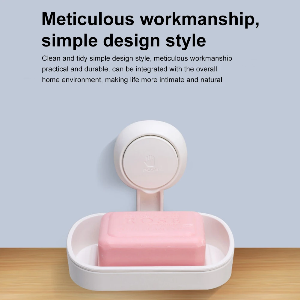 

Suction Cup Soap Dish Bathroom Holder Accessories Shower Storage Rack Toilet Modern Plate No Drilling Wall Mounted Durable