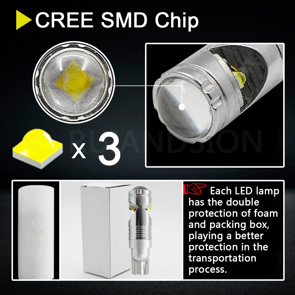 2x2 4 Вт белый 10 30 в T10 168 2825 W5W светодиодный сменный 3 SMD фонарь без полярности