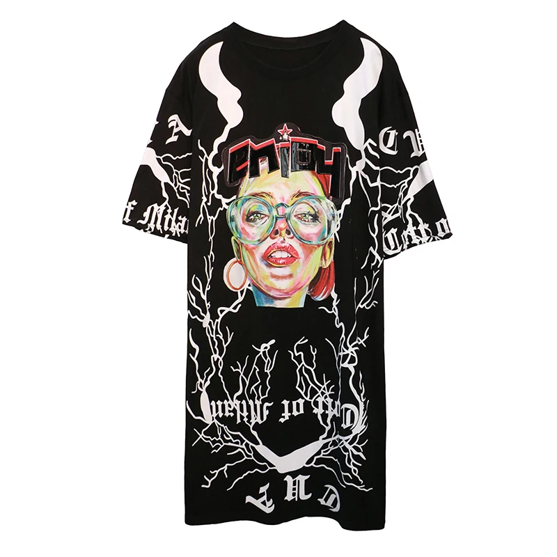 Новинка летний тренд модная футболка большого размера женские платья