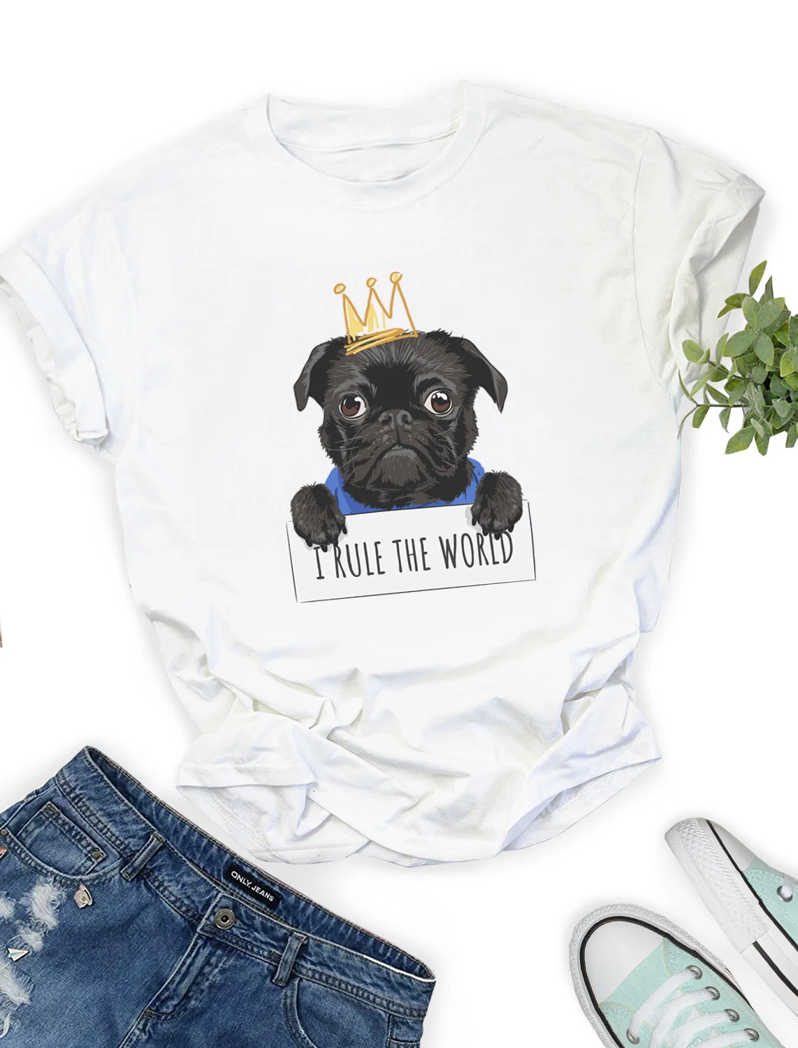 Женская Повседневная футболка с круглым вырезом и коротким рукавом изображением