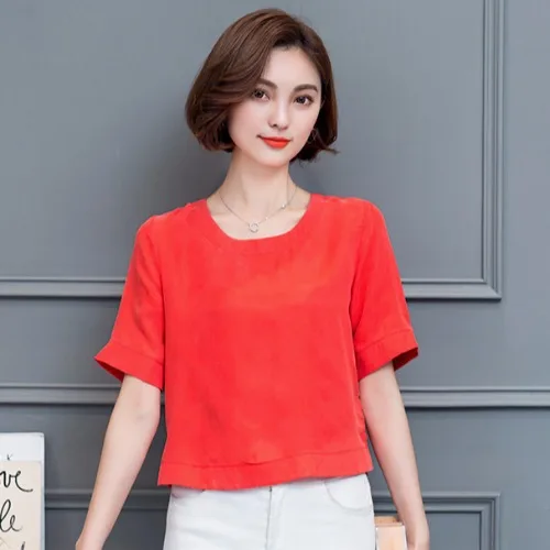

2021 new fashion T-shirt loose large size round neck knitted western style small shirt women summer