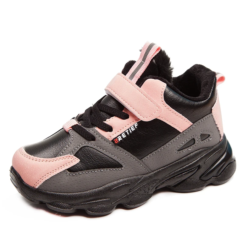 Зимняя детская повседневная обувь теплые кроссовки с бархатной подкладкой