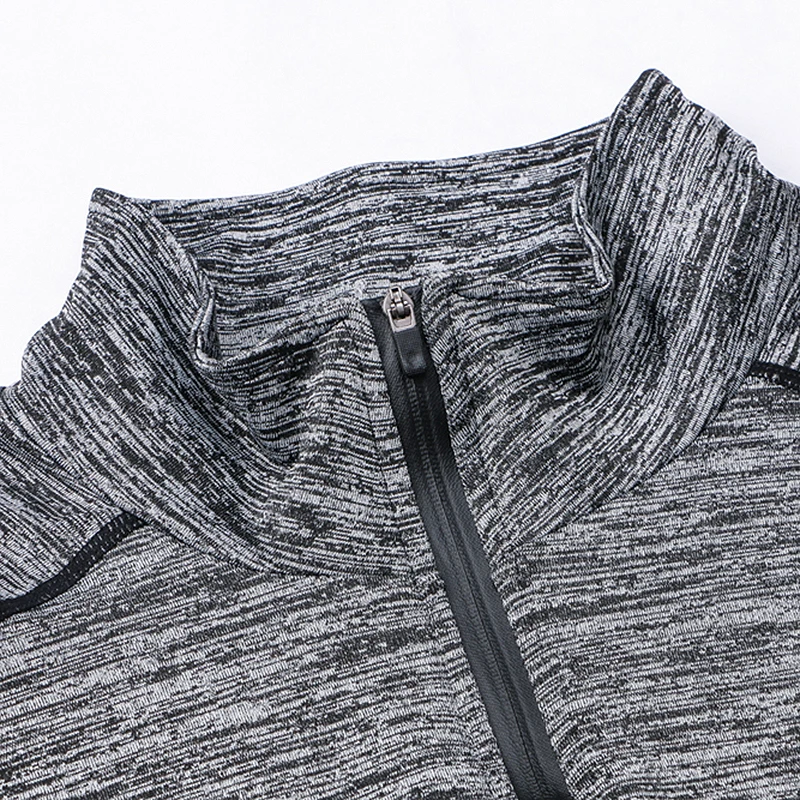 FANNAI Спортивная Мужская футболка на молнии быстросохнущая с длинным рукавом Camisa