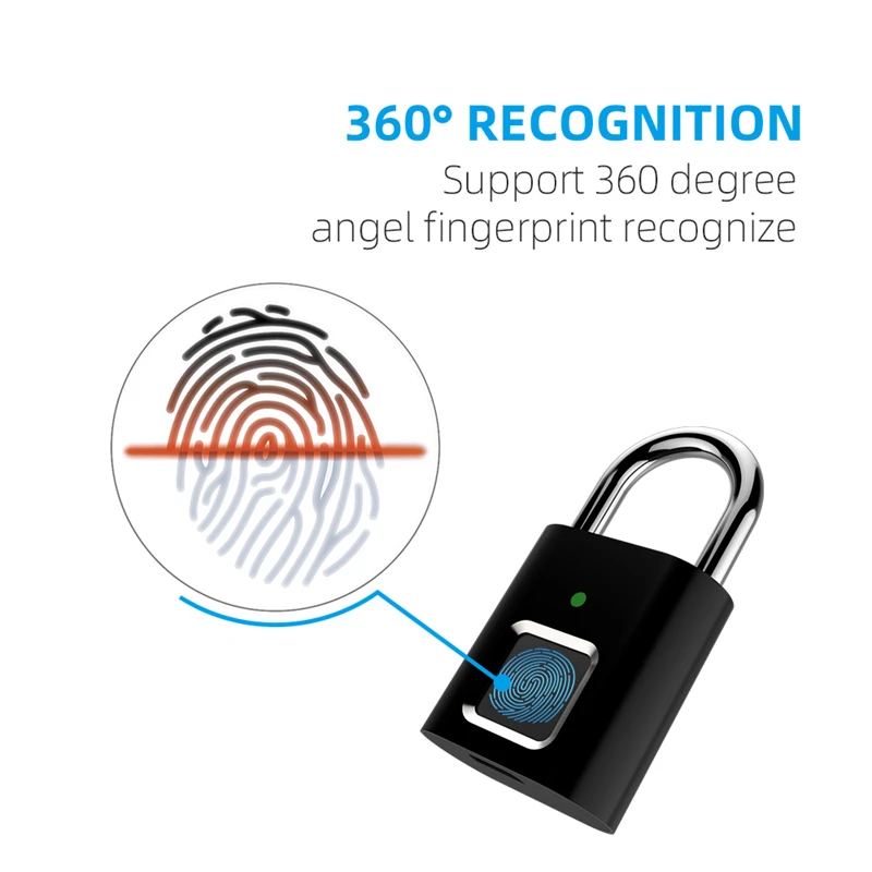 

Security Door Lock Smart Keyless USB Rechargeable Fingerprint Padlock