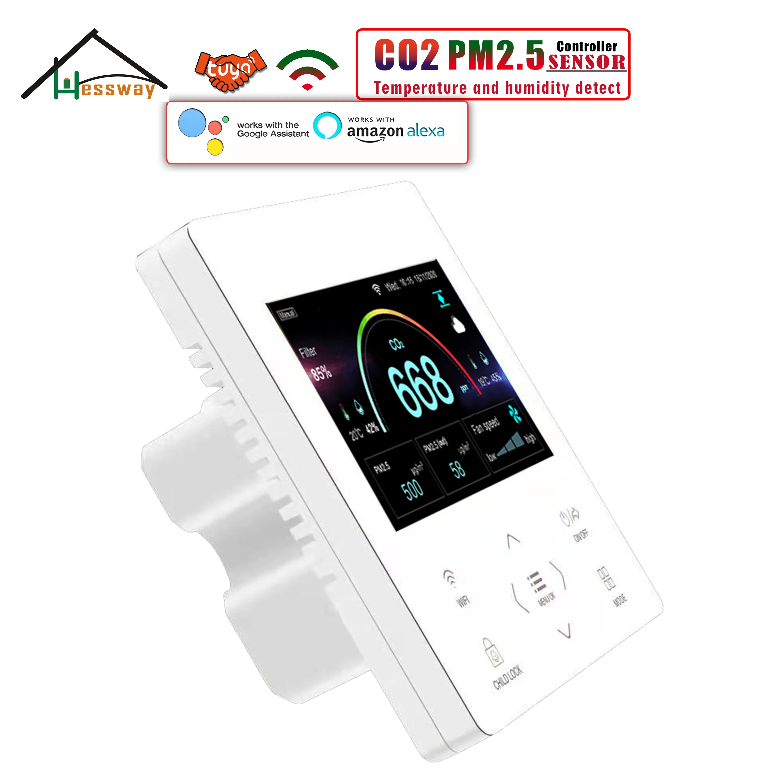 

HESSWAY Gas Analyzer PM2.5 CO2 Sensor Controller for Air Quality Pollution Solve Ventilation System By Smart WIFI Remote Monitor