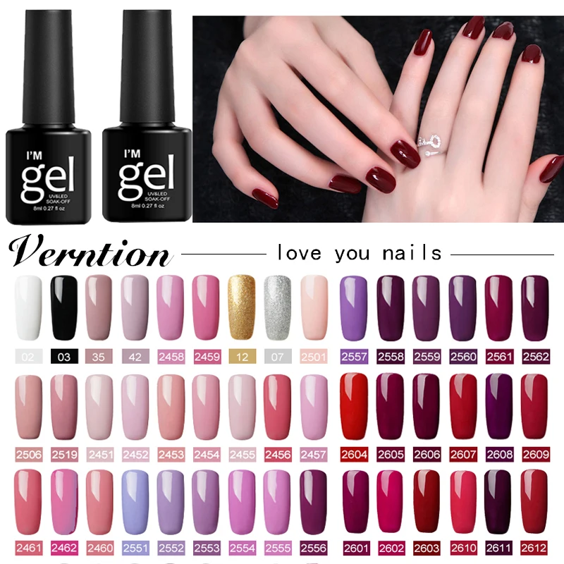 Verntion Glitter 52 Цветной Гель-лак для ногтей Полупостоянный лак УФ грунтовка гель