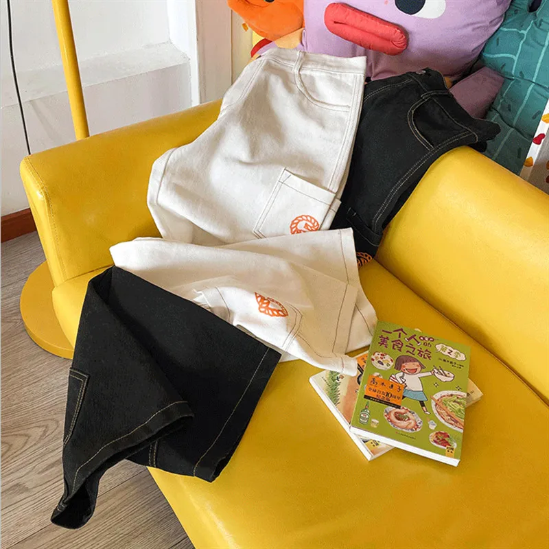 

2021 Spring Autumn New Korean Style Loose High Waist Fashion Women's Jeans Embroidered Wide-Leg Pants Female Clothing Trousers