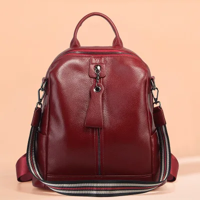 Женская Вместительная дорожная сумка из натуральной кожи школьный ранец