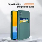 Жидкий силикагель, слот для карт, держатель для телефона, чехол для Samsung M52 M51 M31 M31S M30S M22 M21 M12 M11 5G 4G, защитный чехол для мобильного телефона