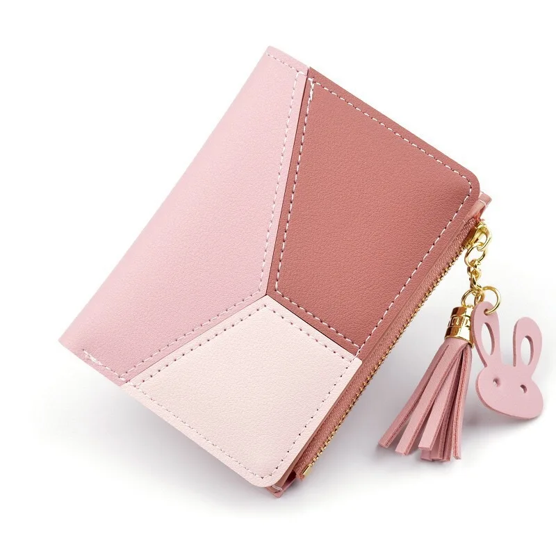 

New 2022 Wallet Short Women Wallets Zipper Purse Patchwork Fashion Panelled Wallets Trendy Coin Purse Card Holder Leather