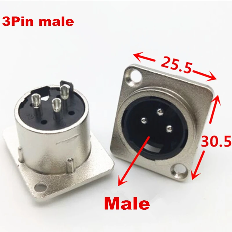 2 шт. 3-контактный разъем XLR металлический корпус квадратной формы | Компьютеры и