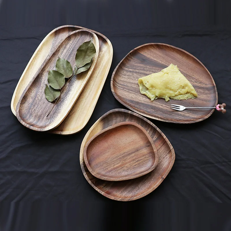 

1Pcs Lovesickness Wooden Flatware Plate for Restaurant Coffee Shop Hotel Fruit Dishes Saucer Tea Dessert Dinner Tableware