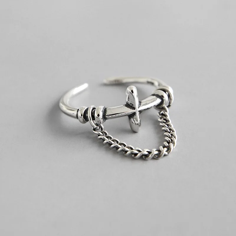 Женское винтажное Открытое кольцо с крестом серебряное в стиле панк пряжкой для