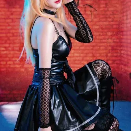 Death Note Misa Amane имитация кожи сексуальные топы без рукавов кружевное платье