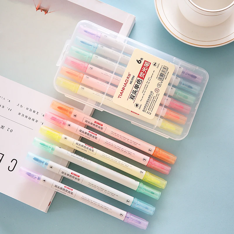 

Двусторонний маркер с мультяшным принтом, 6 цветов, фломастер для студентов