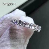 ainuoshi 925 sterling silver princess chamfer 4x4mm sona diamond silver engagement eternity rings gifts for aperture ring
