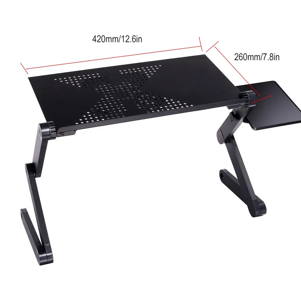 

Adjustable Aluminum Laptop Desk Table Ergonomic TV Bed Lapdesk Tray PC Notebook Table Desk Stand With Cooling Fan Mouse Pad