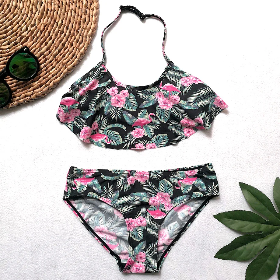 Женский цветочный комплект бикини для девочек подростков детские купальники