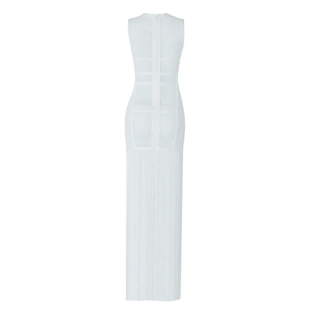 

in Europe and the ins fashion women's clothing lotus daphne long tassel dress female temperament gauze perspective