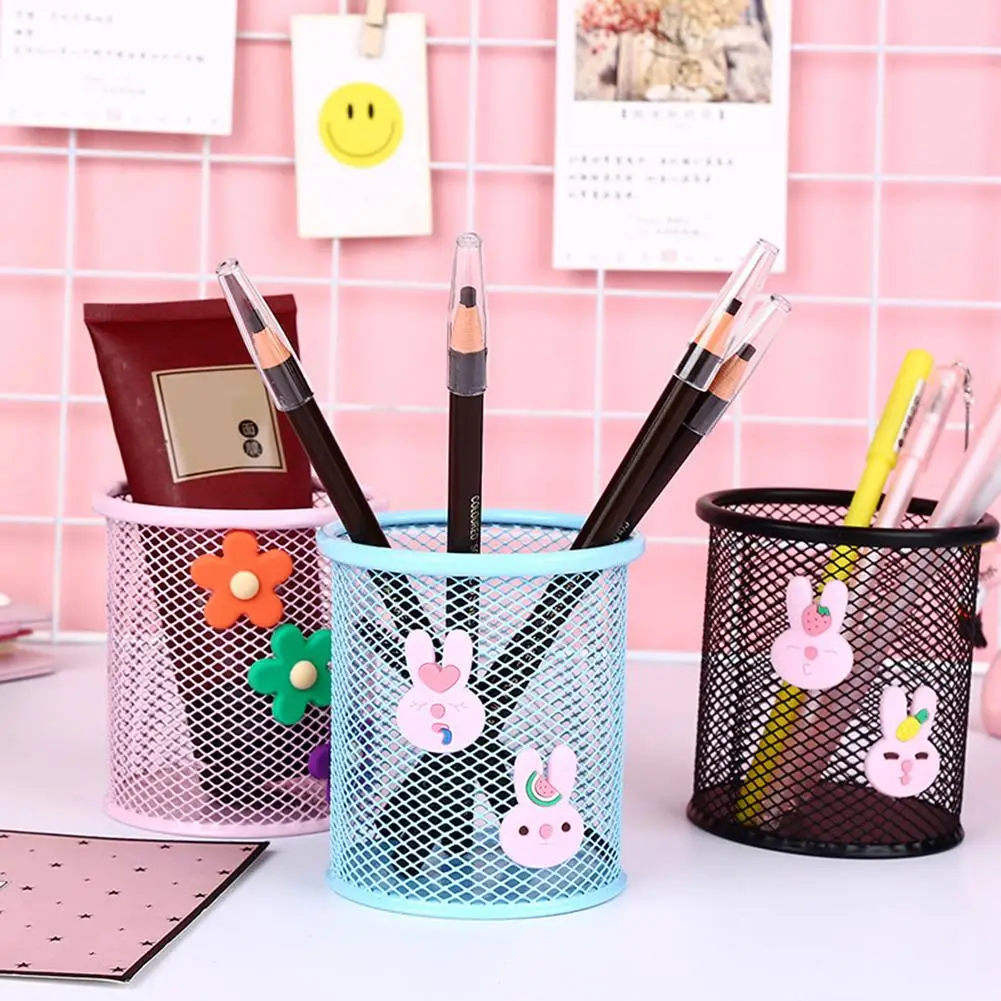 Мультяшный круглый держатель для ручек металлический сетчатый полый