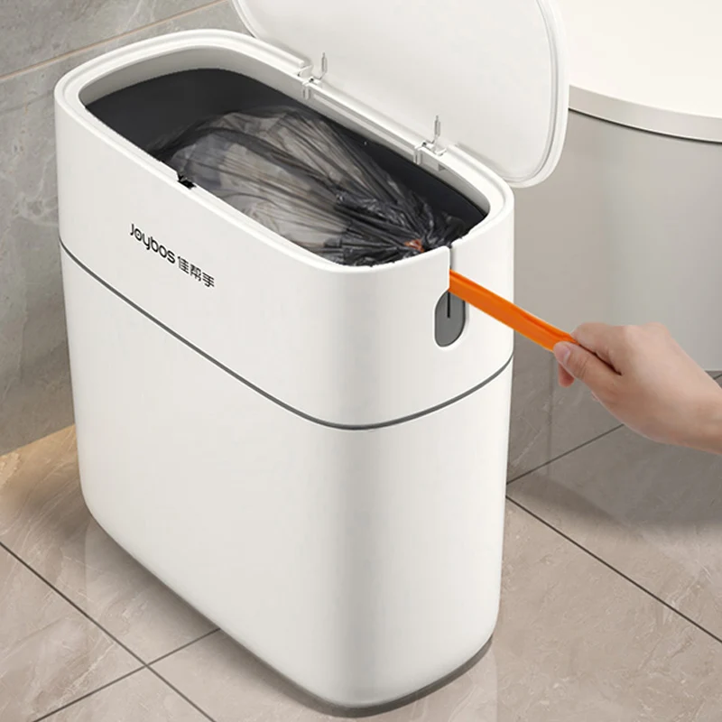 

13L Trash Can Kitchen Bathroom Waterproof Large Automatic Packaging Bin Creative Drawstring Garbage Bin With Lid