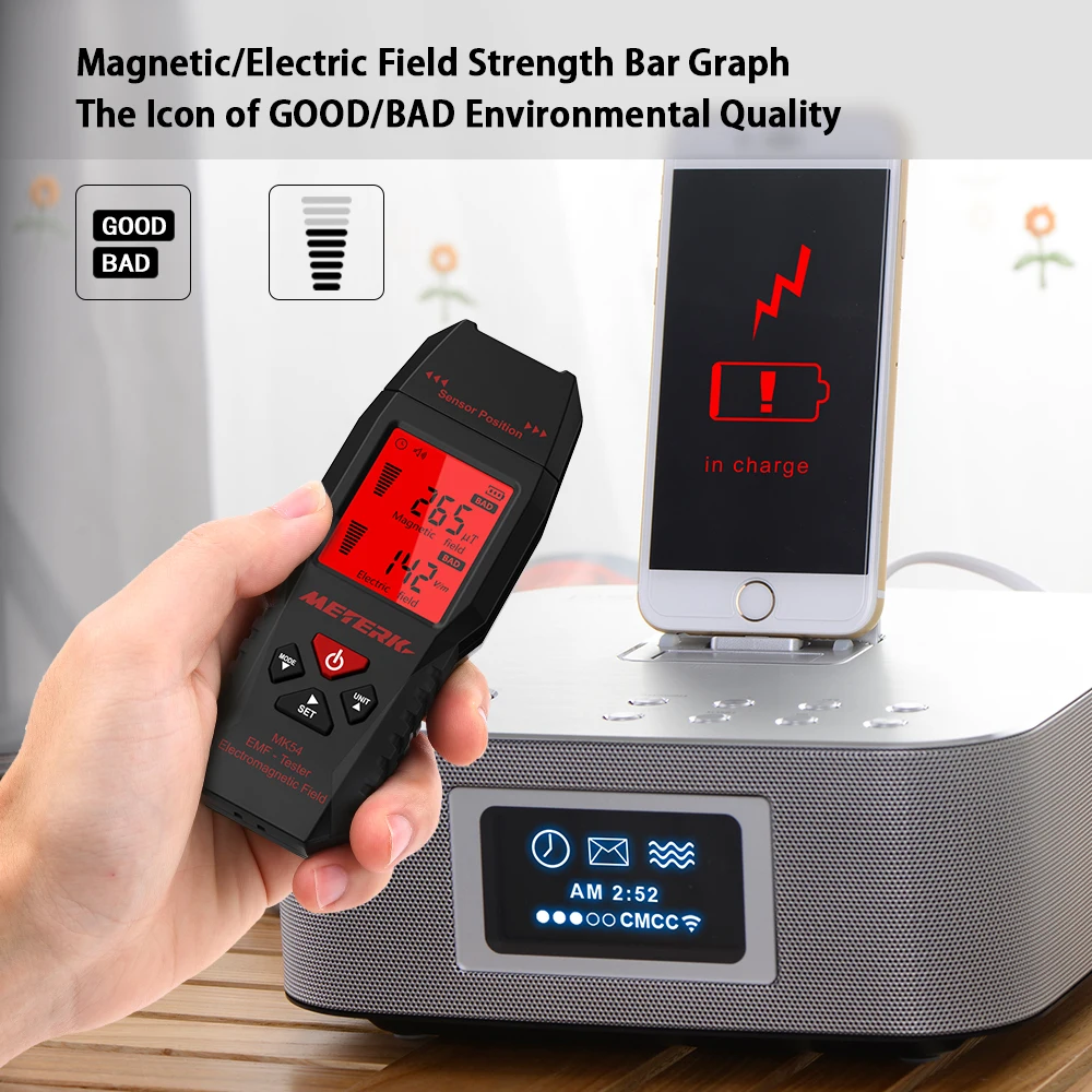 Meterk MK54 EMF тестер Ручной Мини цифровой ЖК детектор электромагнитного поля