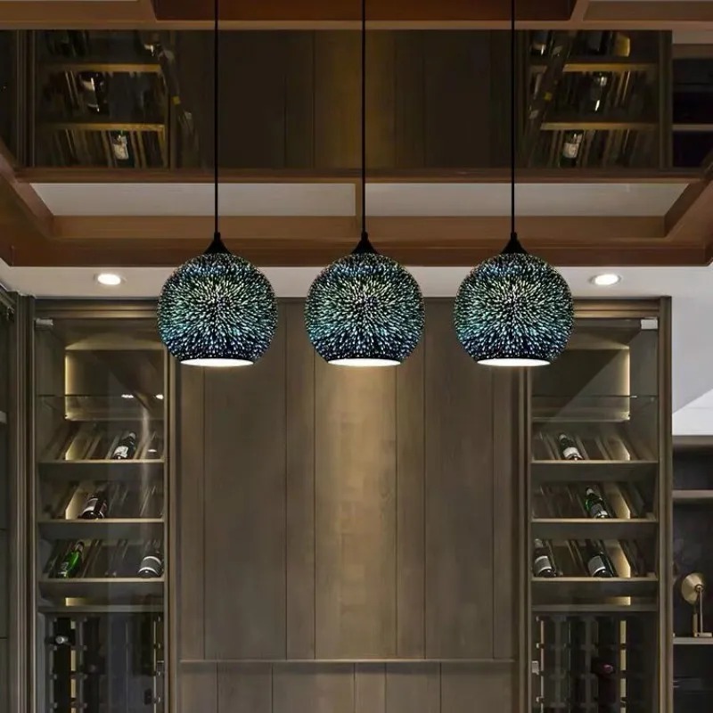 

NordicModern 3D Colorful Starry Sky Hanging Glass Shade Pendant Lamp Lights E27 LED For Kitchen Restaurant Living Room MJ1201