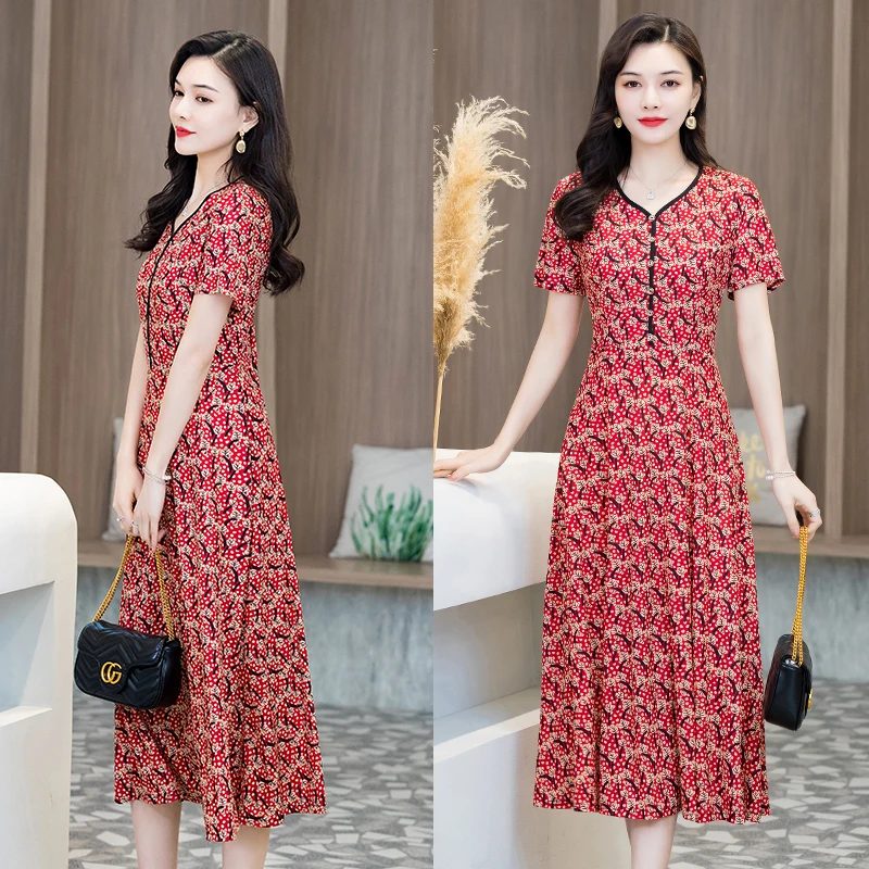 

Summer Elegant Long Dress Women 2020 Stretch Boho Dress High Quality Slim Short Sleece Vintage Dress Plus Size Women Clothes