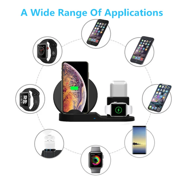 10 Вт 3 в 1 Qi Беспроводная зарядная подставка для iPhone 11 XS XR X 8 AirPods Pro док-станция Apple