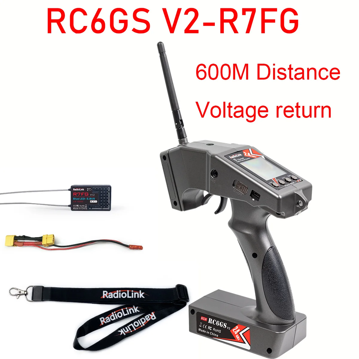 

RadioLink RC6GS V2 2.4G 6CH Rc Car Controller Transmitter w/ R7FG Gyro Inside Receiver for RC Car Boat (600m Distance)