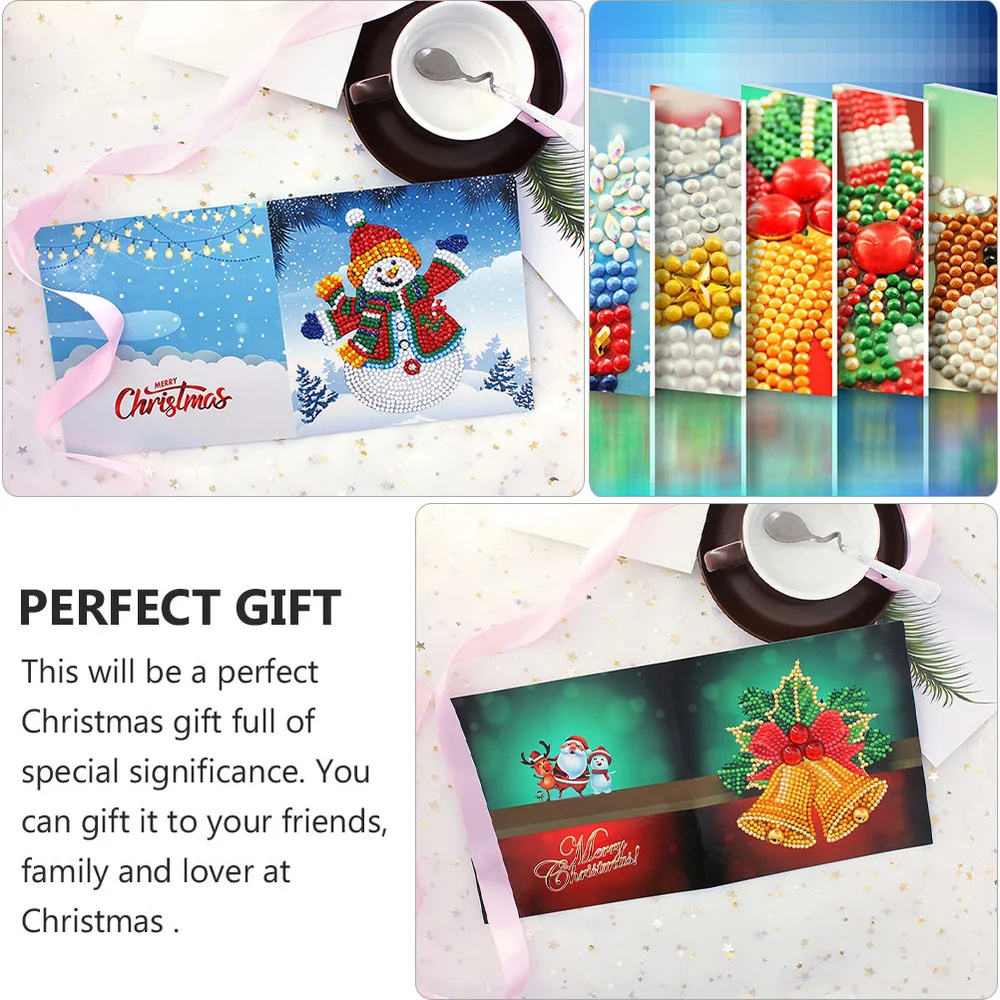 

8pcs in 1 Set Creative Christmas Festival DIY Handcraft Greeting Simulate Diamond Embroidery Blessing Cross Stitch Printing Craf