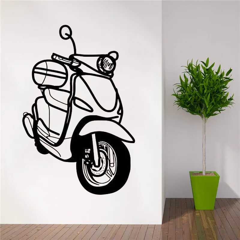 

Moped Scooter Wall Decal Motorbike Vinyl wall Sticker Removable art mural Home Decor HJ1269