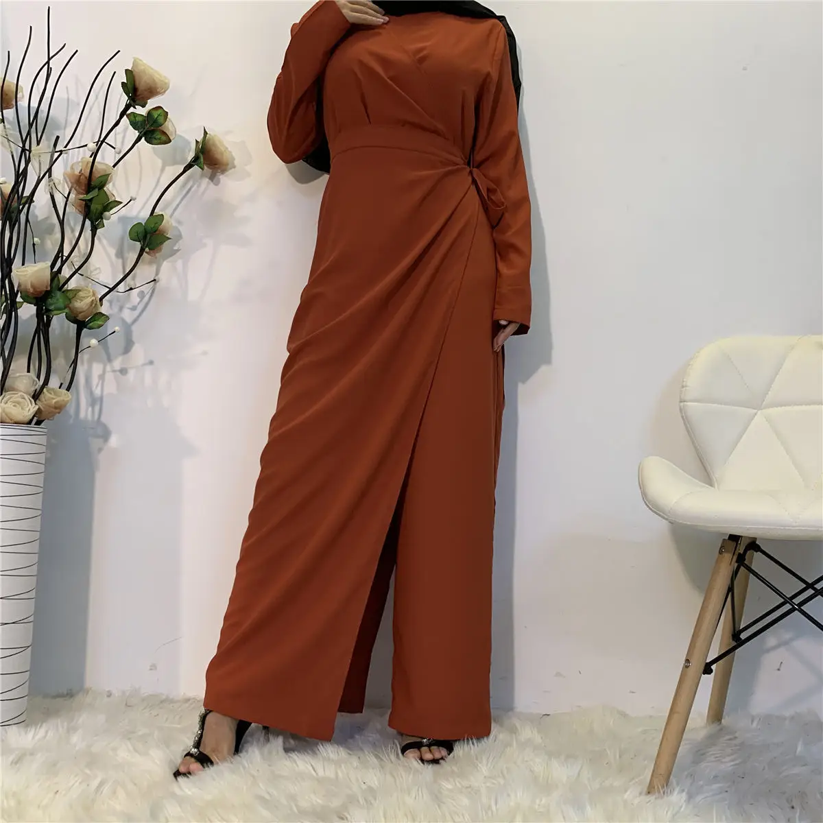 

Eid Mubarak Abaya Dubai Turkey Muslim Sets Hijab Dress Plain Jumpsuits Abayas for Women Islam Clothing Kaftan Musulman Ensembles
