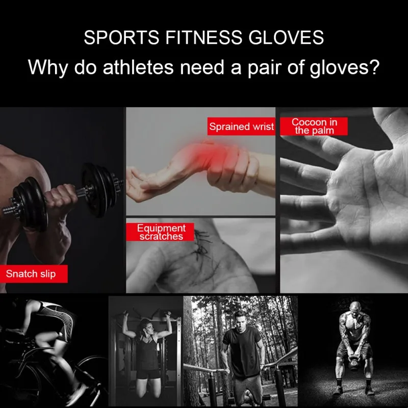 

Men Women Fitness Gloves Training Trunage Half-finger Gloves Anti-slip Wrist Support Sports Gloves Dumbbell Horizontal