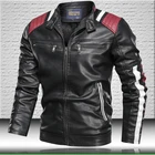 2021 мужские кожаные куртки высокого качества с воротником-стойкой, мужская кожаная куртка в стиле пэчворк мотоциклетные зимние пальто мужские айкерские пиджаки