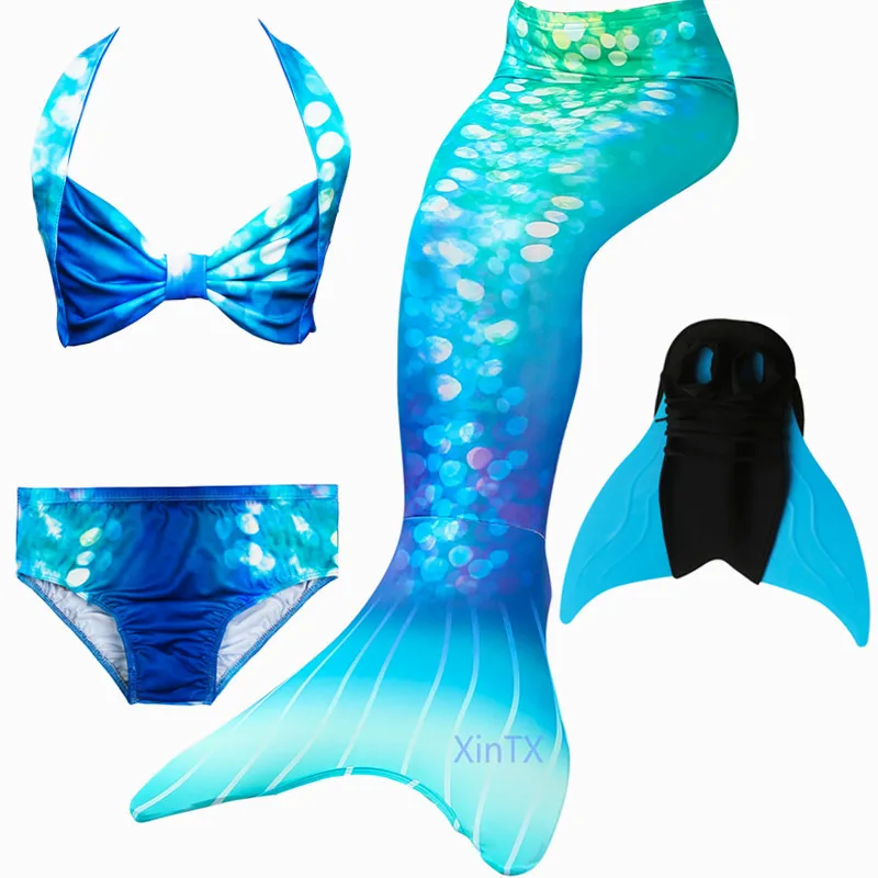 swimsuit with fin Новые модные плавательные хвосты русалки для детей, летняя пляжная одежда для девочек, купальные костюмы, костюм русалки - Цвет: swimsuit with fin
