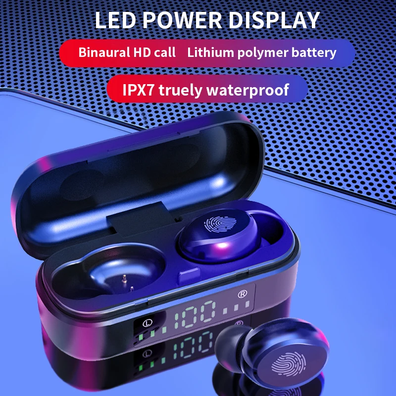 7D стерео TWS 5 0 наушники сенсорные беспроводные Bluetooth IPX7 водонепроницаемые CVC8.0 с
