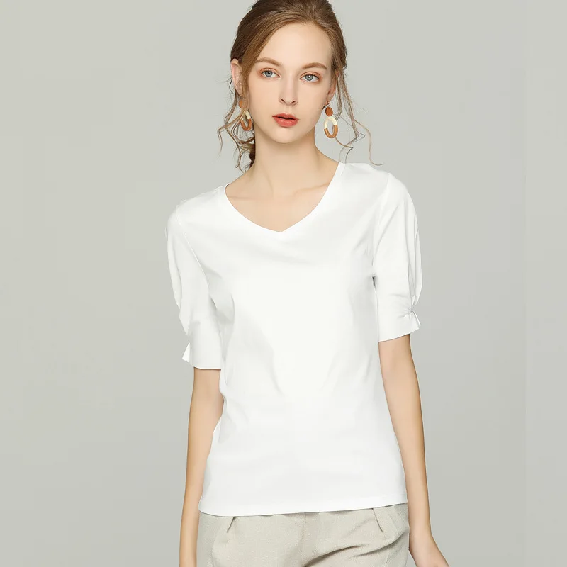 

2019 Ladies Fashion Slim Cotton Short Sleeve T-Shirt New gray