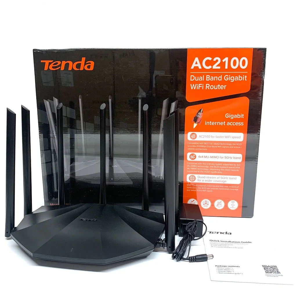 Tenda AC23 AC2100 Gigabit Router 2.4G 5.0GHz Dual-Band роутер Wifi Repeater with 7 High Gain Antennas Wireless Router AC10 AC8 images - 6