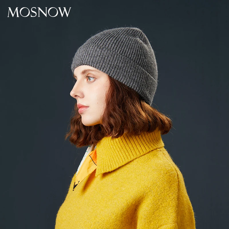 Женская модель повседневная Осенняя вязаная шапка облегающие шапки женская из