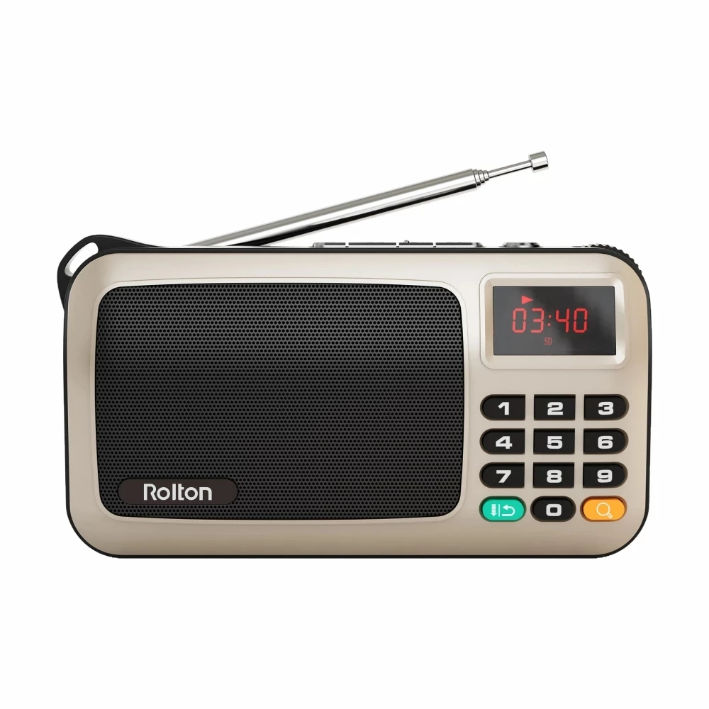 Портативный мини-радиоприемник Rolton W405 FM-радио USB TF mp3-плеер светодиодный фонарик