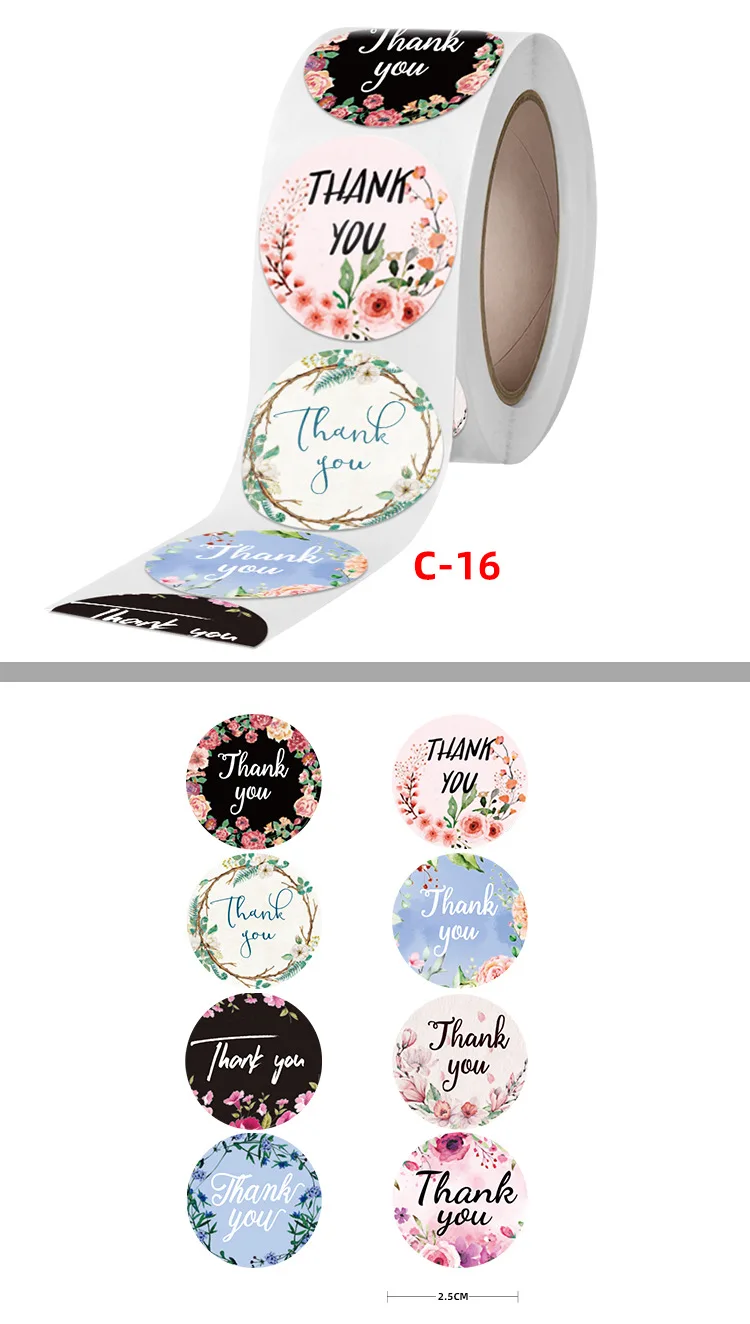 

High-end Hot Stamping Stickers Manufacturers Stock Classic Thank You Sticker Roll Stickers, Recommended To Small Shop Owners.