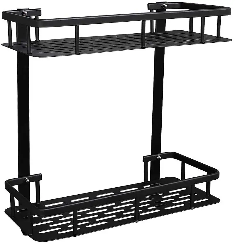 Полка для ванной и душа без сверления самоклеящаяся черная космическая