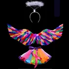 Женская повязка на голову с ангельскими перьями и крыльями, юбка-пачка, кольцо с ореолом, женский костюм, Рождественское украшение для дома, 2022